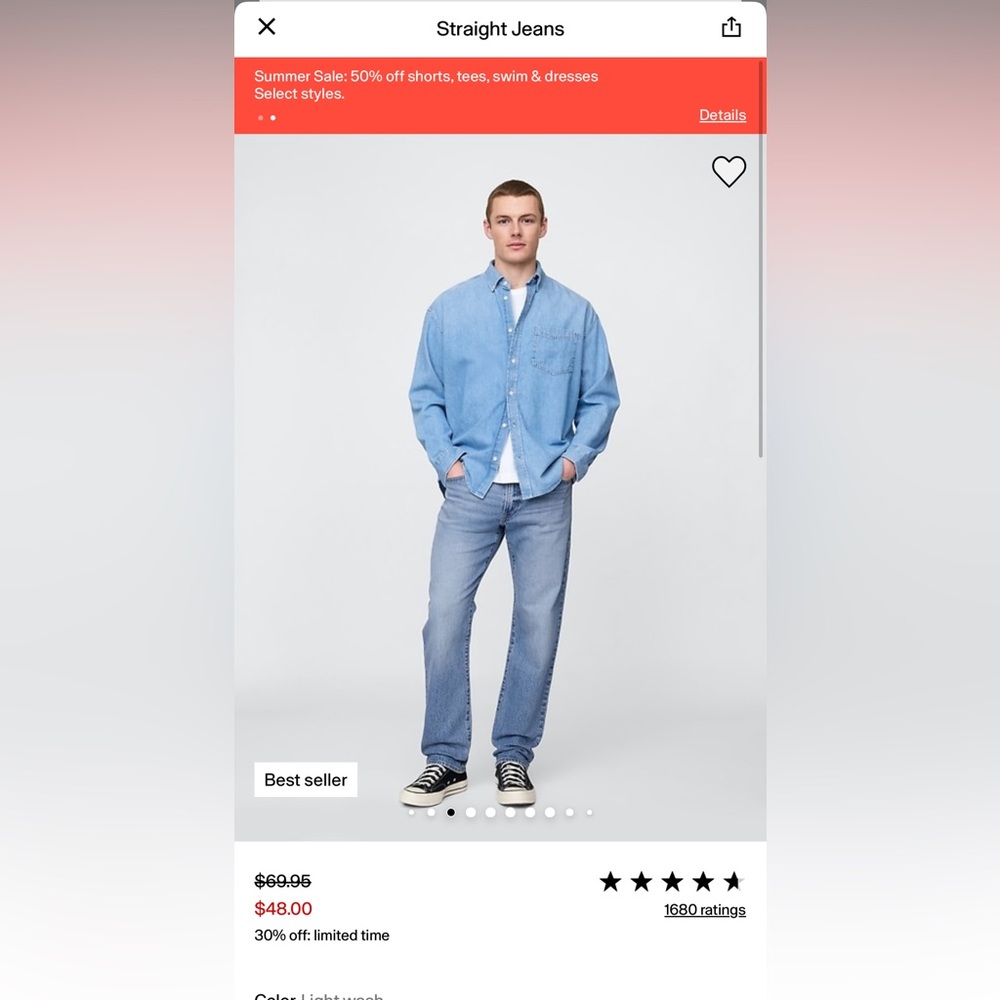 GAP Light Wash Straight Jeans NWT